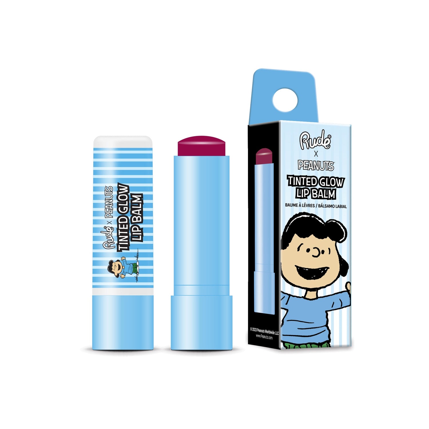 Peanuts Tinted Glow Lip Balm Lucy - Berry Lip Balm by Rude Cosmetics | Fleurcouture