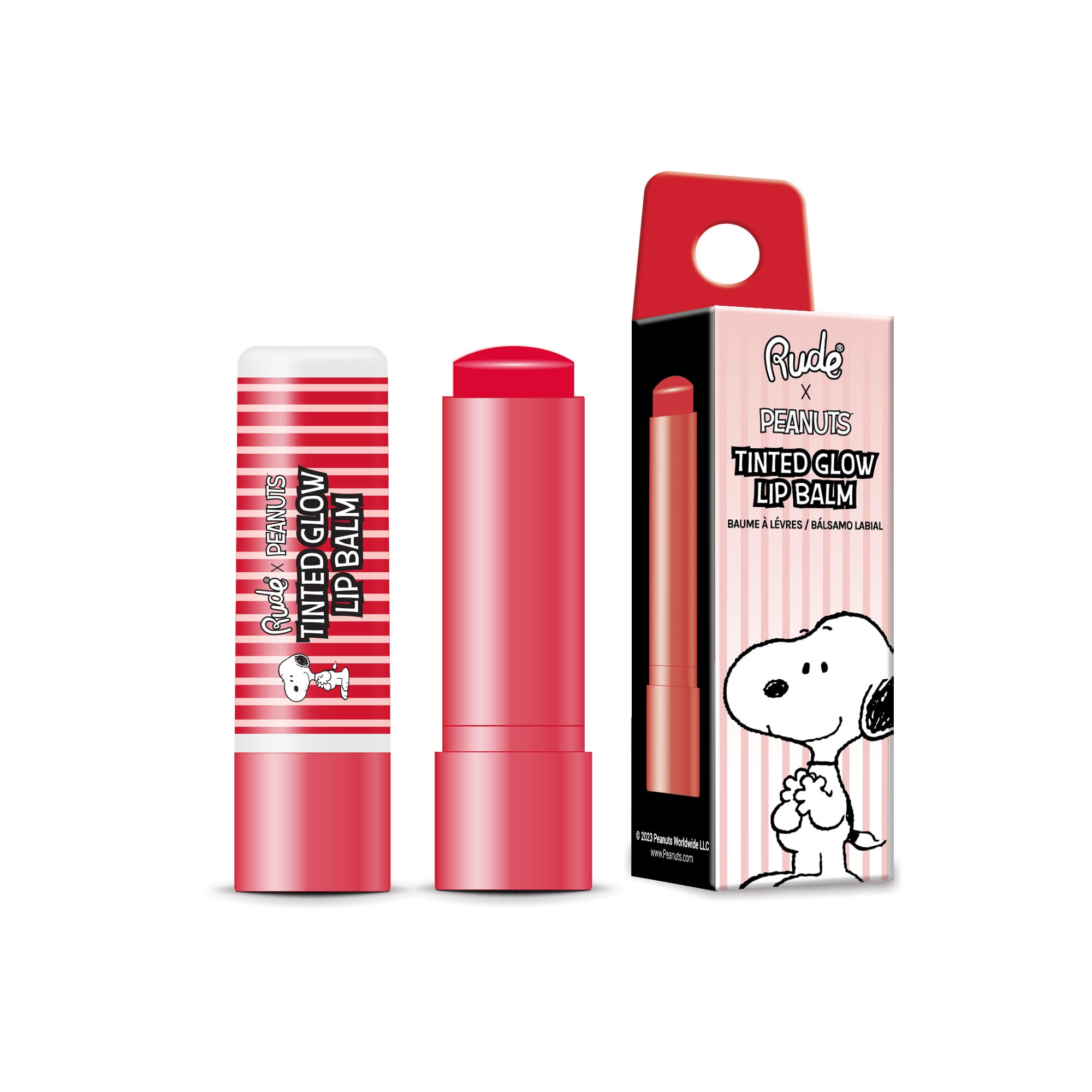 Peanuts Tinted Glow Lip Balm Snoopy - Muted Red Lip Balm by Rude Cosmetics | Fleurcouture