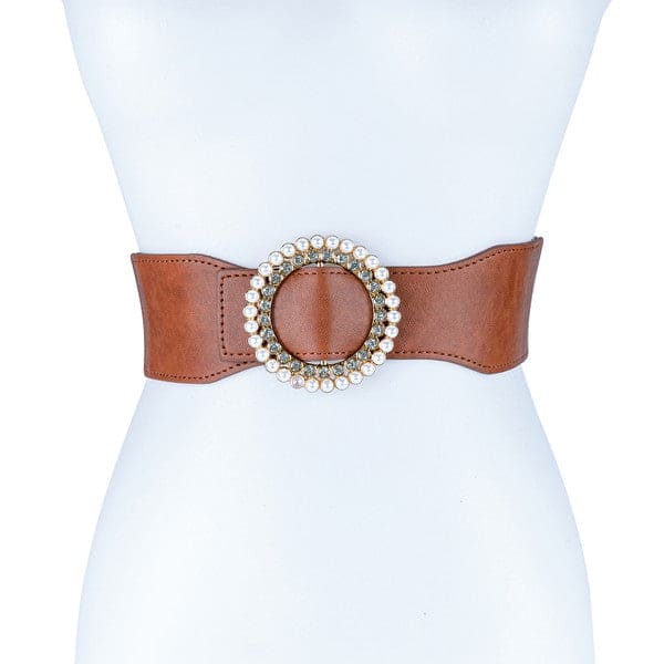 PEARL AND RHINESTONE ROUND BUCKLE BELT TATA Os by Bella Chic | Fleurcouture