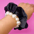 Pearl & Satin Scrunchie Set Classy Black OS by Ellison and Young | Fleurcouture