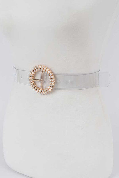 Pearl Studs Buckle Transparent Clear Belt Clear O/S by LA Jewelry Plaza | Fleurcouture