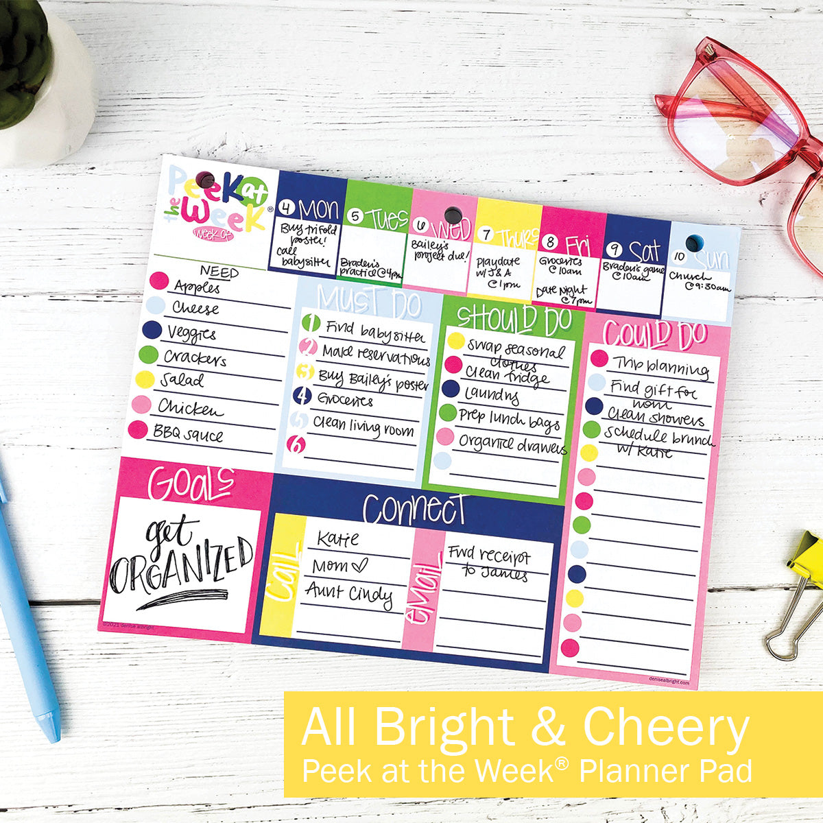 Peek at the Week® Weekly Planner Pad All Bright &amp; Cheery Pads by DAS | Fleurcouture