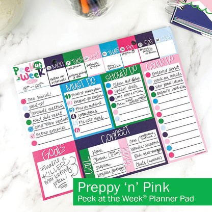 Peek at the Week® Weekly Planner Pad Preppy &