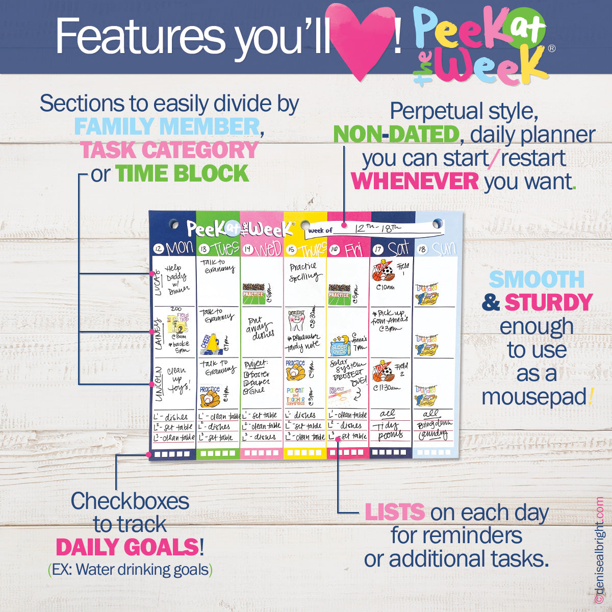 Peek at the Week® Weekly Planner Pad | Simple Cheery Week Pads by DAS | Fleurcouture