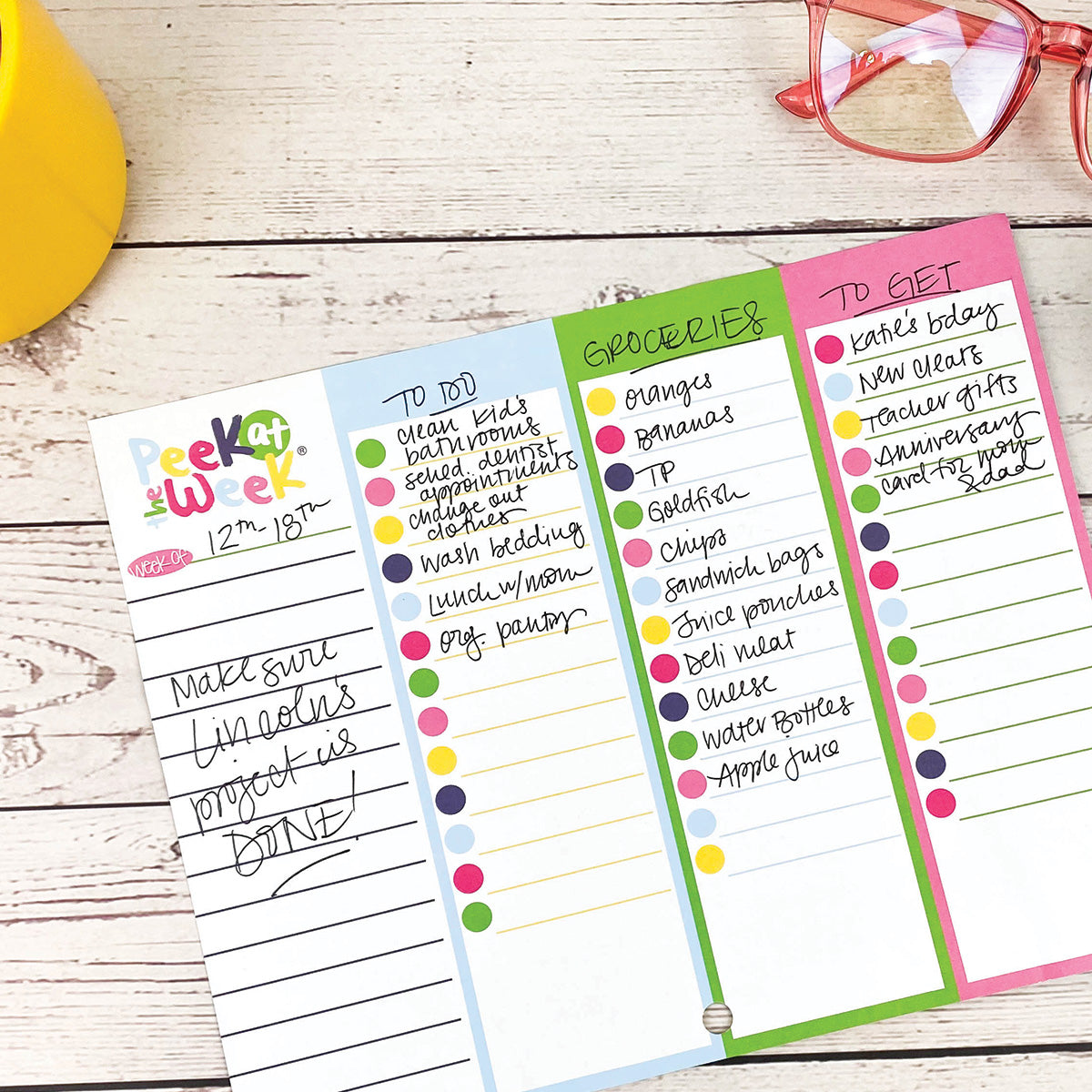 Peek at the Week® Weekly Planner Pad | Simple Cheery Week Pads by DAS | Fleurcouture