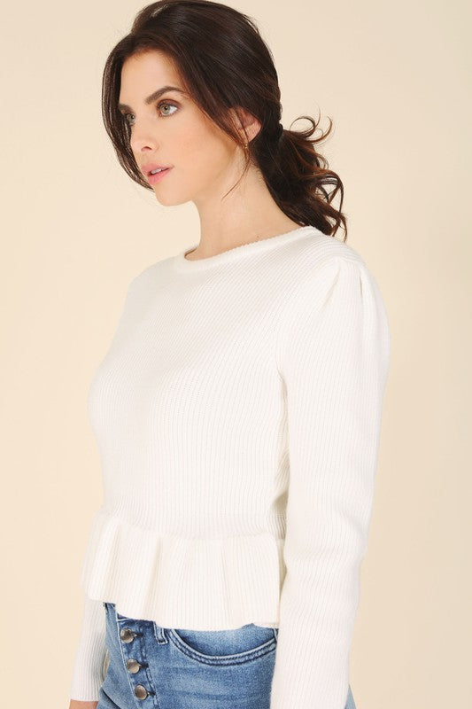 Peplum sweater top by Lilou | Fleurcouture