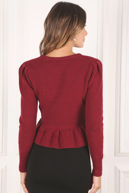 Peplum sweater top by Lilou | Fleurcouture