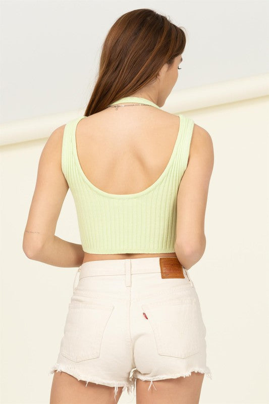 Perfect Girl Ribbed Open-Back Crop Top by HYFVE | Fleurcouture