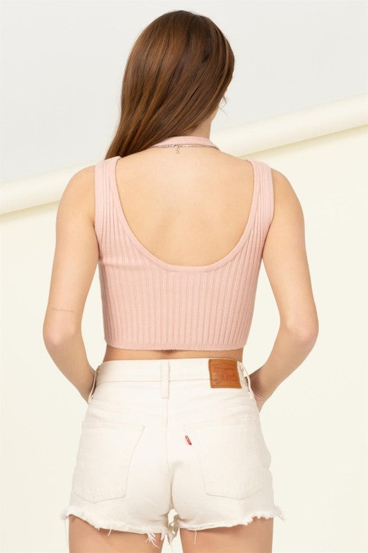 Perfect Girl Ribbed Open-Back Crop Top by HYFVE | Fleurcouture