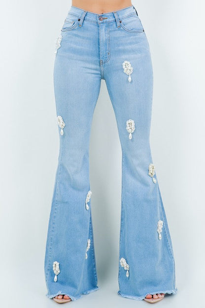 Perla Bell Bottom Jean - Inseam 32 Light Wash 3 by GJG Denim | Fleurcouture