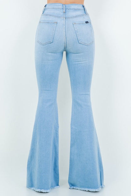 Perla Bell Bottom Jean - Inseam 32 Light Wash by GJG Denim | Fleurcouture