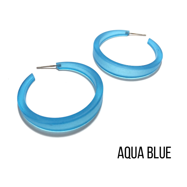 Phoenix Frosted Hoop Earrings Aqua Blue Phoenix Hoops by Leetie Lovendale | Fleurcouture