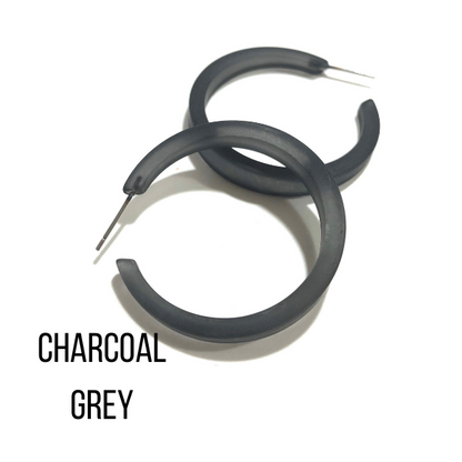 Phoenix Frosted Hoop Earrings Charcoal Grey Phoenix Hoops by Leetie Lovendale | Fleurcouture