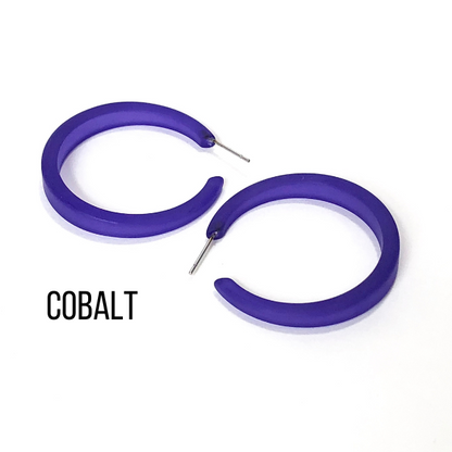 Phoenix Frosted Hoop Earrings Cobalt Blue Phoenix Hoops by Leetie Lovendale | Fleurcouture