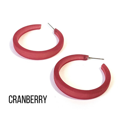 Phoenix Frosted Hoop Earrings Cranberry Phoenix Hoops by Leetie Lovendale | Fleurcouture
