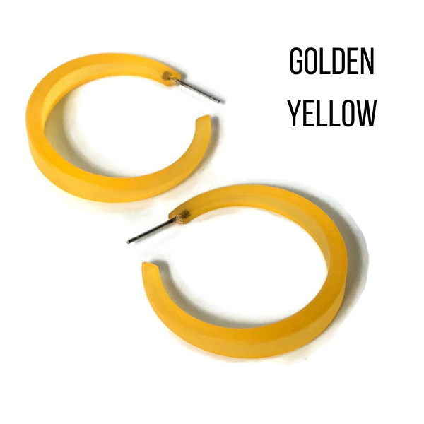 Phoenix Frosted Hoop Earrings Golden Yellow Phoenix Hoops by Leetie Lovendale | Fleurcouture