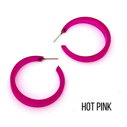 Phoenix Frosted Hoop Earrings Hot Pink Phoenix Hoops by Leetie Lovendale | Fleurcouture