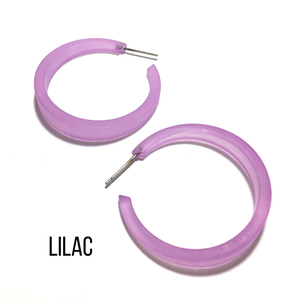 Phoenix Frosted Hoop Earrings Lilac Phoenix Hoops by Leetie Lovendale | Fleurcouture