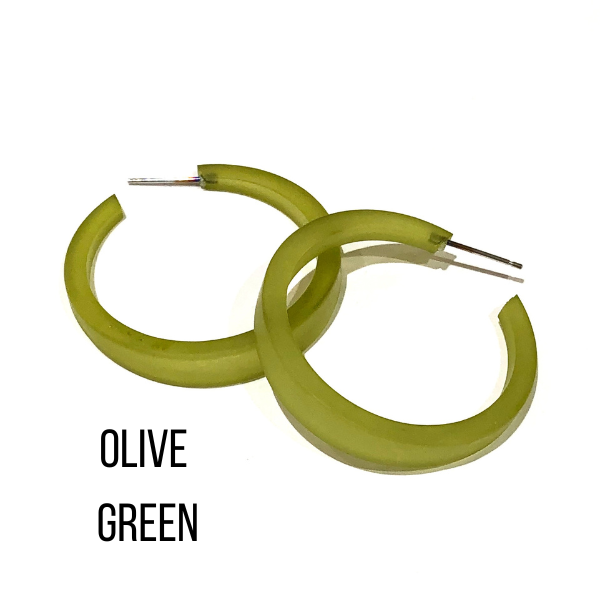 Phoenix Frosted Hoop Earrings Olive Green Phoenix Hoops by Leetie Lovendale | Fleurcouture