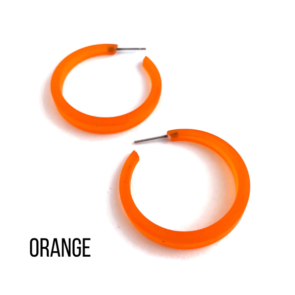 Phoenix Frosted Hoop Earrings Orange Phoenix Hoops by Leetie Lovendale | Fleurcouture