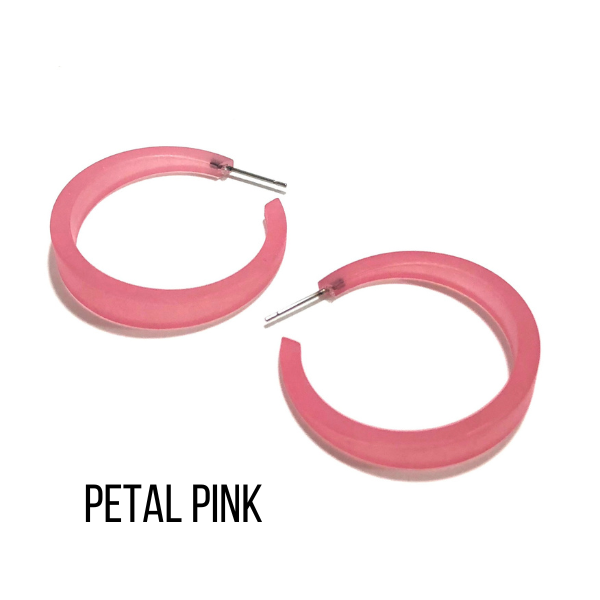 Phoenix Frosted Hoop Earrings Petal Pink Phoenix Hoops by Leetie Lovendale | Fleurcouture