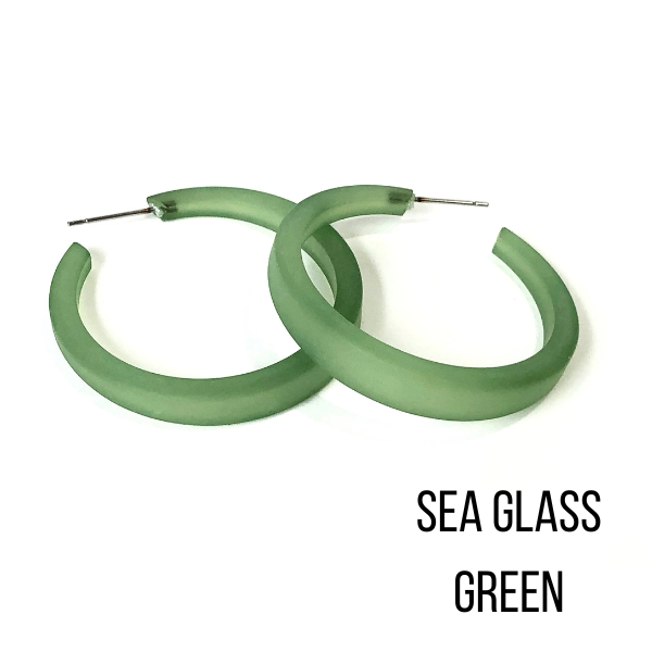 Phoenix Frosted Hoop Earrings Sea Glass Green Phoenix Hoops by Leetie Lovendale | Fleurcouture