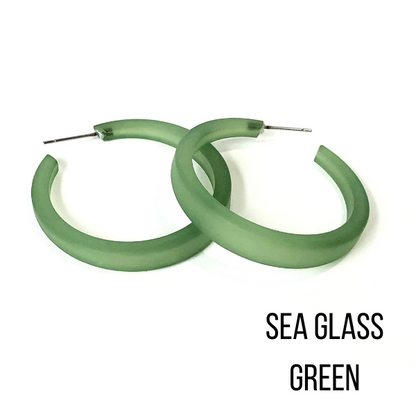 Phoenix Frosted Hoop Earrings Sea Glass Green Phoenix Hoops by Leetie Lovendale | Fleurcouture
