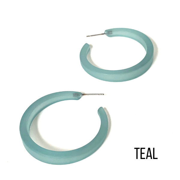 Phoenix Frosted Hoop Earrings Teal Phoenix Hoops by Leetie Lovendale | Fleurcouture