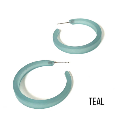Phoenix Frosted Hoop Earrings Teal Phoenix Hoops by Leetie Lovendale | Fleurcouture