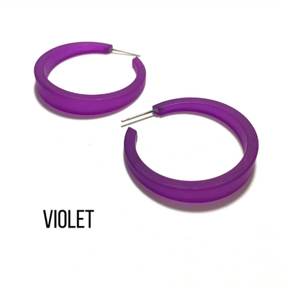 Phoenix Frosted Hoop Earrings Violet Phoenix Hoops by Leetie Lovendale | Fleurcouture