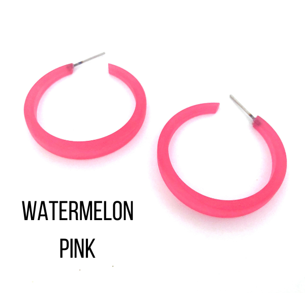 Phoenix Frosted Hoop Earrings Watermelon Pink Phoenix Hoops by Leetie Lovendale | Fleurcouture