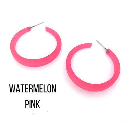 Phoenix Frosted Hoop Earrings Watermelon Pink Phoenix Hoops by Leetie Lovendale | Fleurcouture