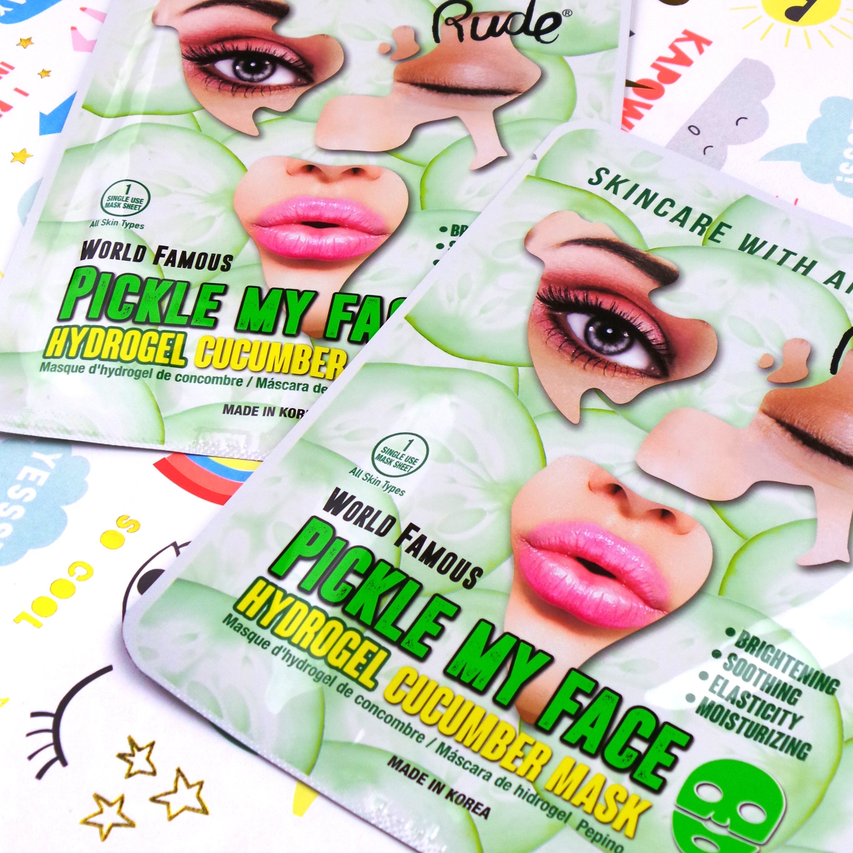 Pickle My Face Hydrogel Cucumber Mask Masks by Rude Cosmetics | Fleurcouture