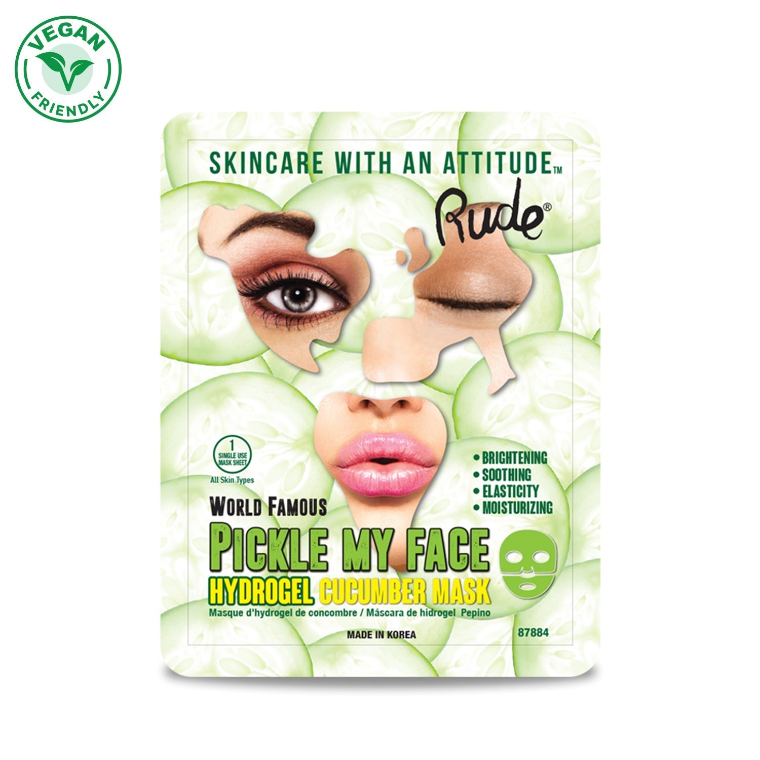 Pickle My Face Hydrogel Cucumber Mask Masks by Rude Cosmetics | Fleurcouture