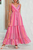 Pink Tribal Tassel Tie V Neck Surplice Maxi Dress one color S by EG fashion | Fleurcouture