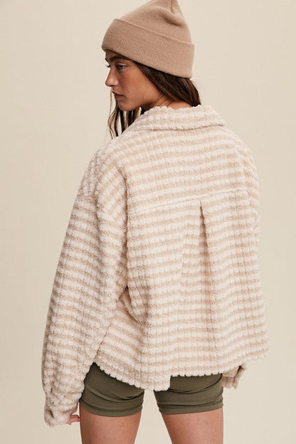 Plaid Fleece Shacket Cream by Listicle | Fleurcouture