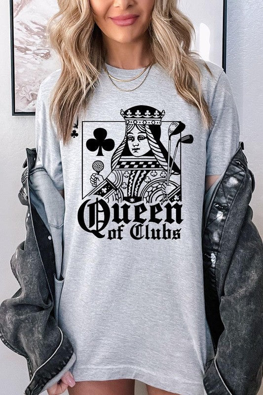 Playing Card Queen Golf Clubs Graphic T Shirts ATHLETIC HEATHER S by Color Bear | Fleurcouture