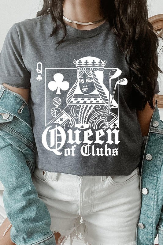 Playing Card Queen Golf Clubs Graphic T Shirts DARK GREY HEATHER S by Color Bear | Fleurcouture