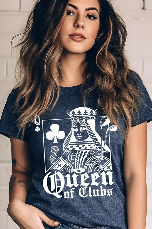 Playing Card Queen Golf Clubs Graphic T Shirts HEATHER NAVY S by Color Bear | Fleurcouture