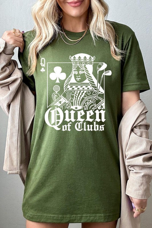 Playing Card Queen Golf Clubs Graphic T Shirts OLIVE S by Color Bear | Fleurcouture