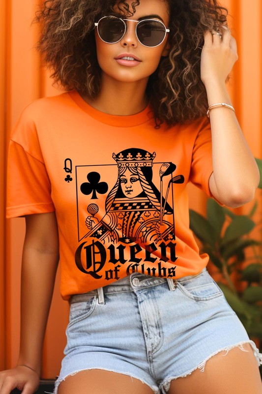 Playing Card Queen Golf Clubs Graphic T Shirts ORANGE S by Color Bear | Fleurcouture