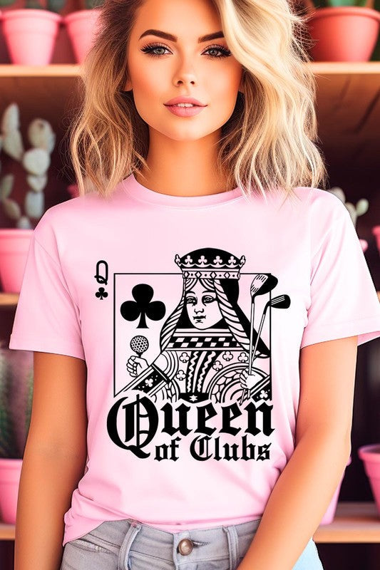 Playing Card Queen Golf Clubs Graphic T Shirts PINK S by Color Bear | Fleurcouture