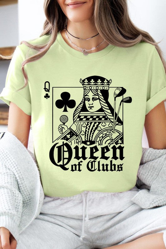 Playing Card Queen Golf Clubs Graphic T Shirts SPRING GREEN S by Color Bear | Fleurcouture