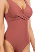 PLEATED CROSS GATHERING LOW V ONE PIECE Brown S by Mermaid Swimwear | Fleurcouture