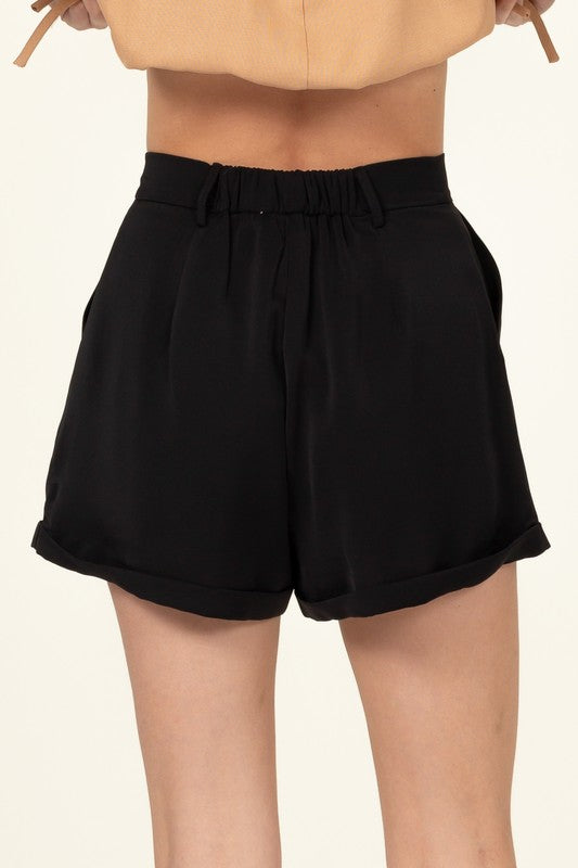 Pleated Cuff Hem Shorts by HYFVE | Fleurcouture