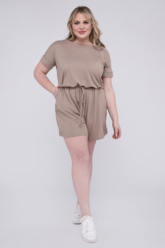 Plus Brushed DTY Romper with Pockets by ZENANA | Fleurcouture