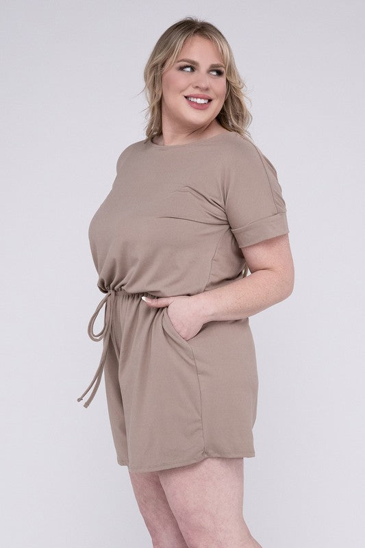 Plus Brushed DTY Romper with Pockets by ZENANA | Fleurcouture