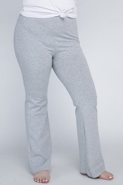 Plus Everyday Flare Bottoms Heather Grey 1X by Ambiance Apparel | Fleurcouture