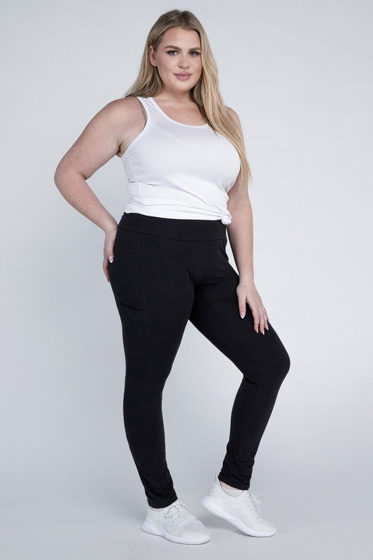 Plus Everyday Leggings with Pockets by Ambiance Apparel | Fleurcouture