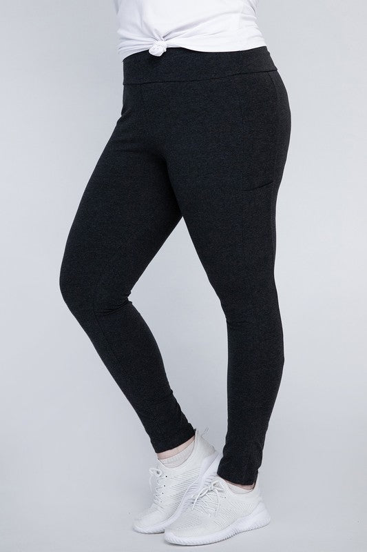 Plus Everyday Leggings with Pockets Charcoal 1X by Ambiance Apparel | Fleurcouture